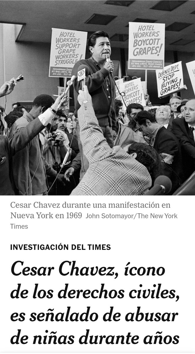 ¿Qué consecuencias tiene en EE. UU. las graves revelaciones del <a href="/nytimes/">The New York Times</a> sobre el mítico líder campesino e hispano Cesar Chavez? Lo explica hoy en <a href="/Yestonoestodo/">Y esto no es todo</a> desde Washington <a href="/MariaMolinaDC/">Maria Molina</a>, corresponsal de <a href="/lafm/">La FM</a> y <a href="/nmasunivision/">N+ UNIVISION</a>. Óigala aquí: youtube.com/watch?v=587b0p…