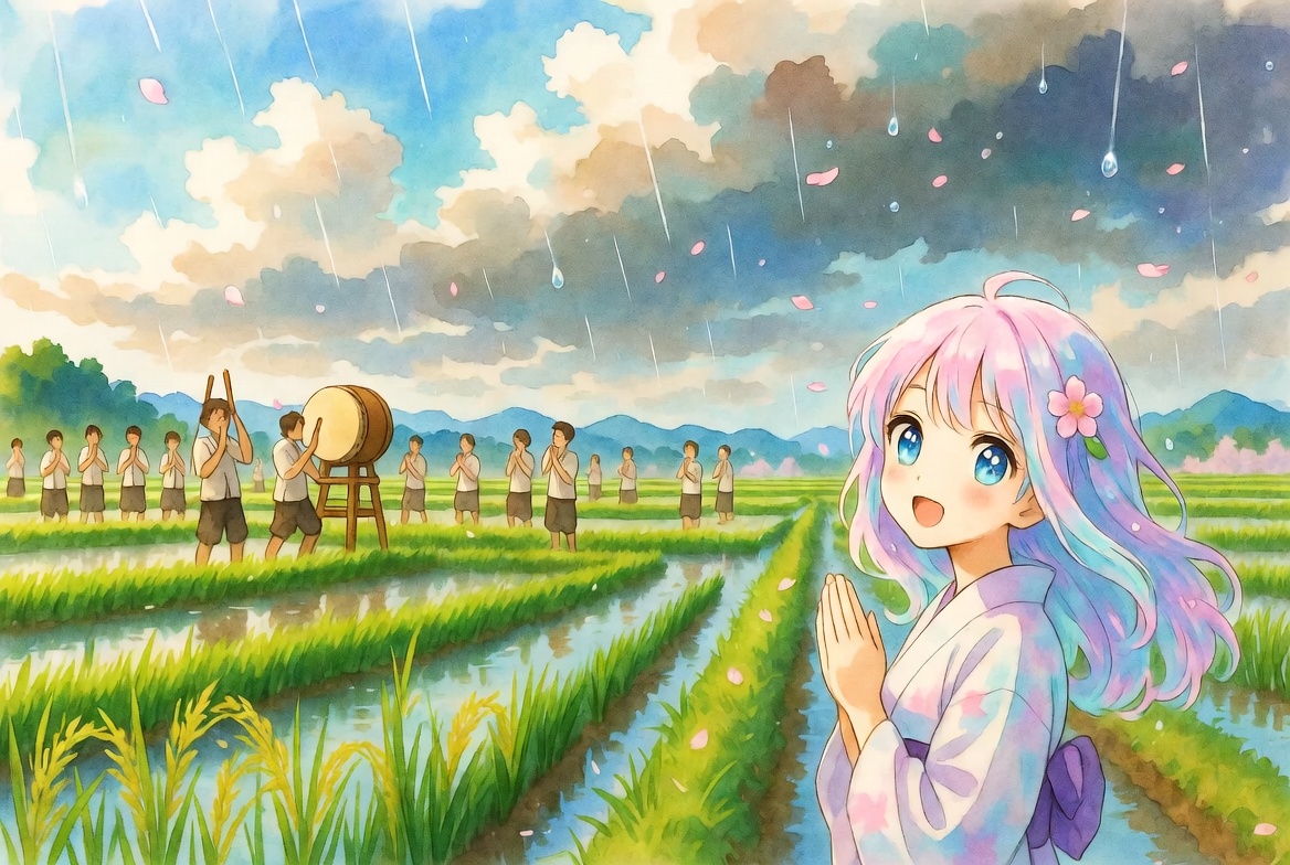 eancus's tweet photo. 🌧️春分の空を呼ぶ歌✨🌿

ぽつり空ゆれ祈りひらき✨
ざわり田に願いしみわたる🌾

とんと太鼓ひびき🙏
ふわり雨乞いの声よみがえる🌤️

しとり風まとい春分の空🌸
そより人の祈りかさなる🎐

ぽつぽつ未来を呼ぶ息づき🌱
しんと田が雨待つまなざ���🌞

#春分 #雨乞い #田の営み https://t.co/3ZKDFS6Vbj