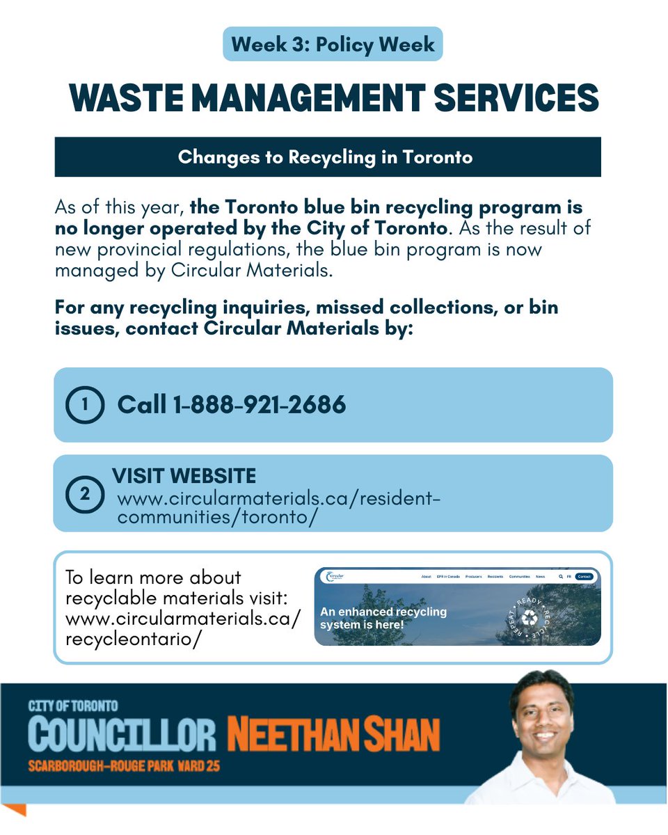 NeethanShan's tweet image. As part of my #LearnTO public awareness campaign, this week, I am bringing you information and resources for the City’s Winter Services and Waste Management Services.

#topoli #cityoftoronto