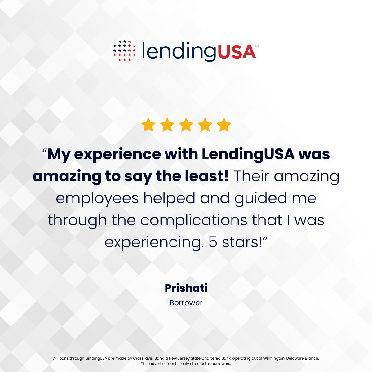 LendingUSA's tweet photo. We’re proud to earn another 5 star review. Helping customers navigate flexible financing with clarity and care is what matters most to us. #FinancingImportantMomentsInLife https://t.co/KQp6UvDAL0