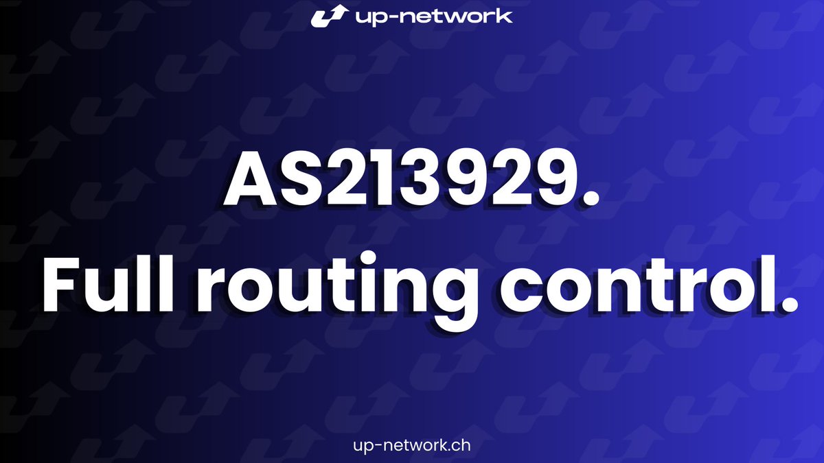 upnetworkch's tweet photo. What does it mean to run your own ASN?

It means you control your routing.

Every path. Every decision.
We operate AS213929.

And we use it to optimize every route. https://t.co/7zZhbwxJEV