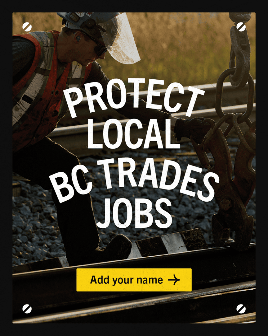 BC workers should build BC projects. Add your name to the petition to stop the ban on project labour agreements and community benefits agreements: protectbcjobs.ca/#petition