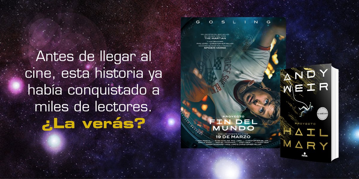 Una nave, un hombre y una misión que no logra recordar. 🚀🧑‍🚀 El destino de la Tierra no espera. #ProyectoFinDelMundo, película inspirada en Proyecto Hail Mary de Andy Weir, ya está en cines. 🍿🎥