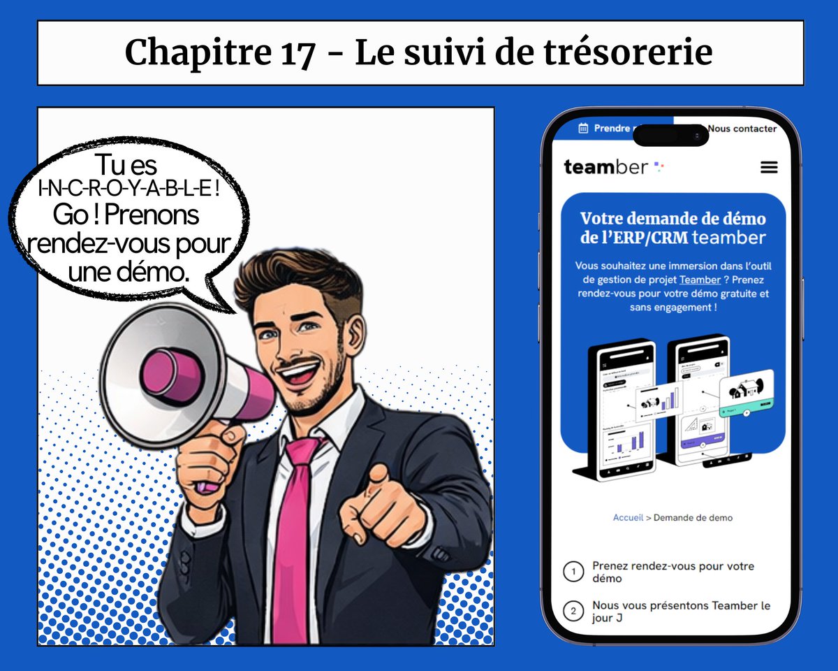 TeamberErp's tweet photo. 📅 Retrouvez chaque mois les aventures professionnelles d'Alex, Charlie, Sam ou encore Joe qui sont également les vôtres !
Ce mois-ci : Chapitre 17 - Le suivi de trésorerie.
#ERP #Entreprise #FacturationElectronique #Factures #SuiviDeTrésorerie https://t.co/C0jokSm9G6