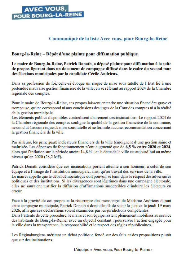 Patrick DONATH 2026 Avec vous, pour Bourg-la-Reine tweet media