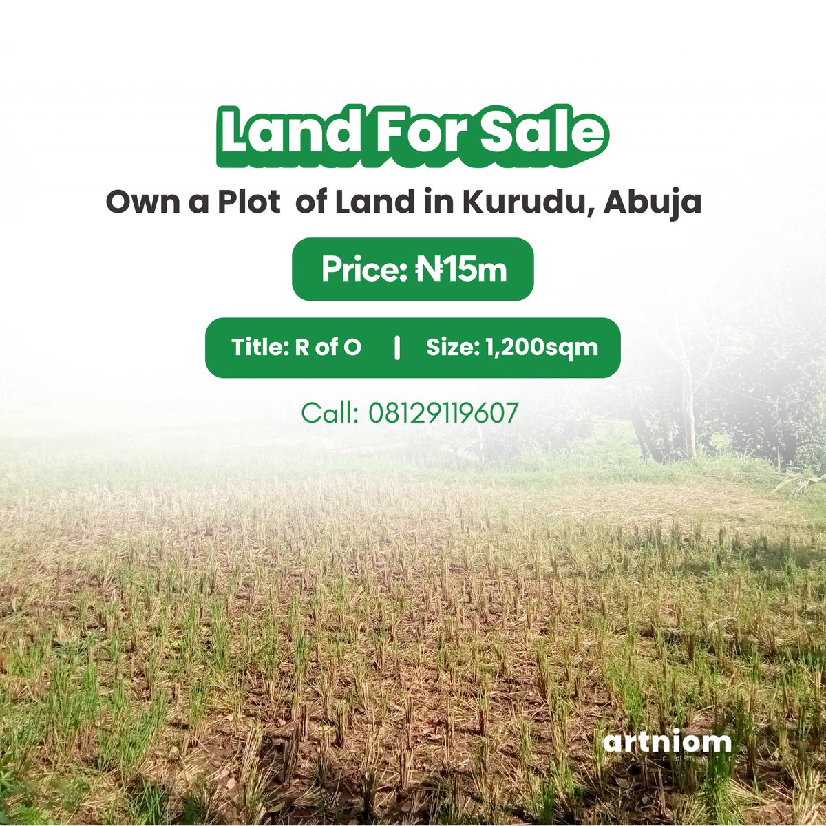 artniom's tweet photo. Land for sale in Kurudu, Abuja. 
(Residential plot) 

Land size 1,200sqm 

Price: ₦15 Million.
Title: R of O 

#abuja #abujaproperty #houses #abujainvestment https://t.co/JU6sM270B6