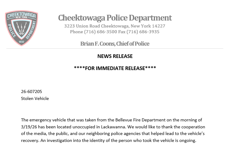 Cheektowaga Police tweet media