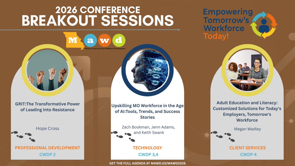 MO_WkDev's tweet image. More great learning opportunities await at MAWD 2026. Find out more at mawd.us/mawd2026
#mawd2026 #moworkforce #tomorrowsworkforce