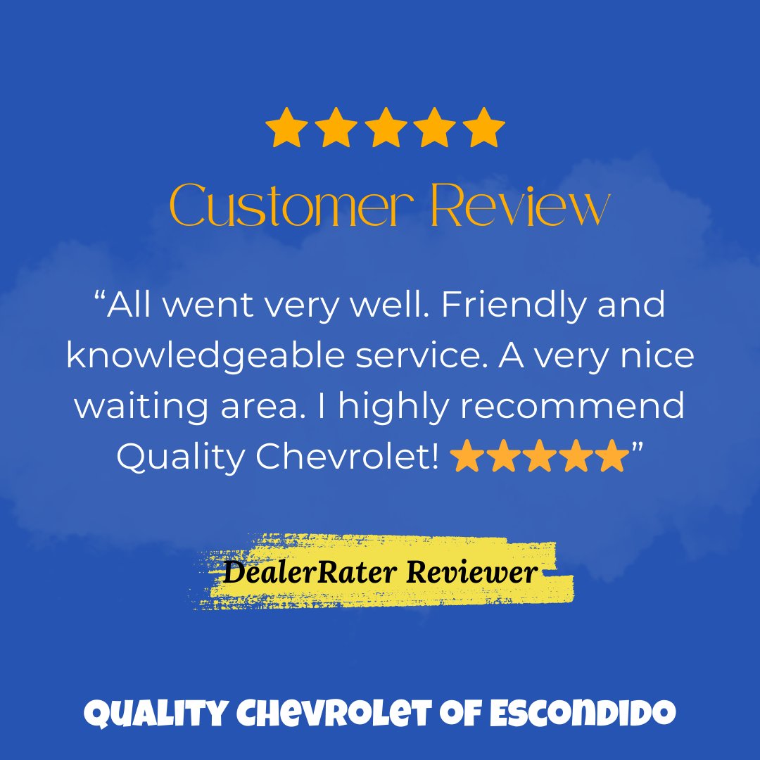 QualityChevy's tweet photo. Thank you for the fantastic review! We truly appreciate your recommendation and support of Quality Chevrolet. Feel free to reach out if you have any more questions or need assistance in the future. https://t.co/6kbY6aXUKF