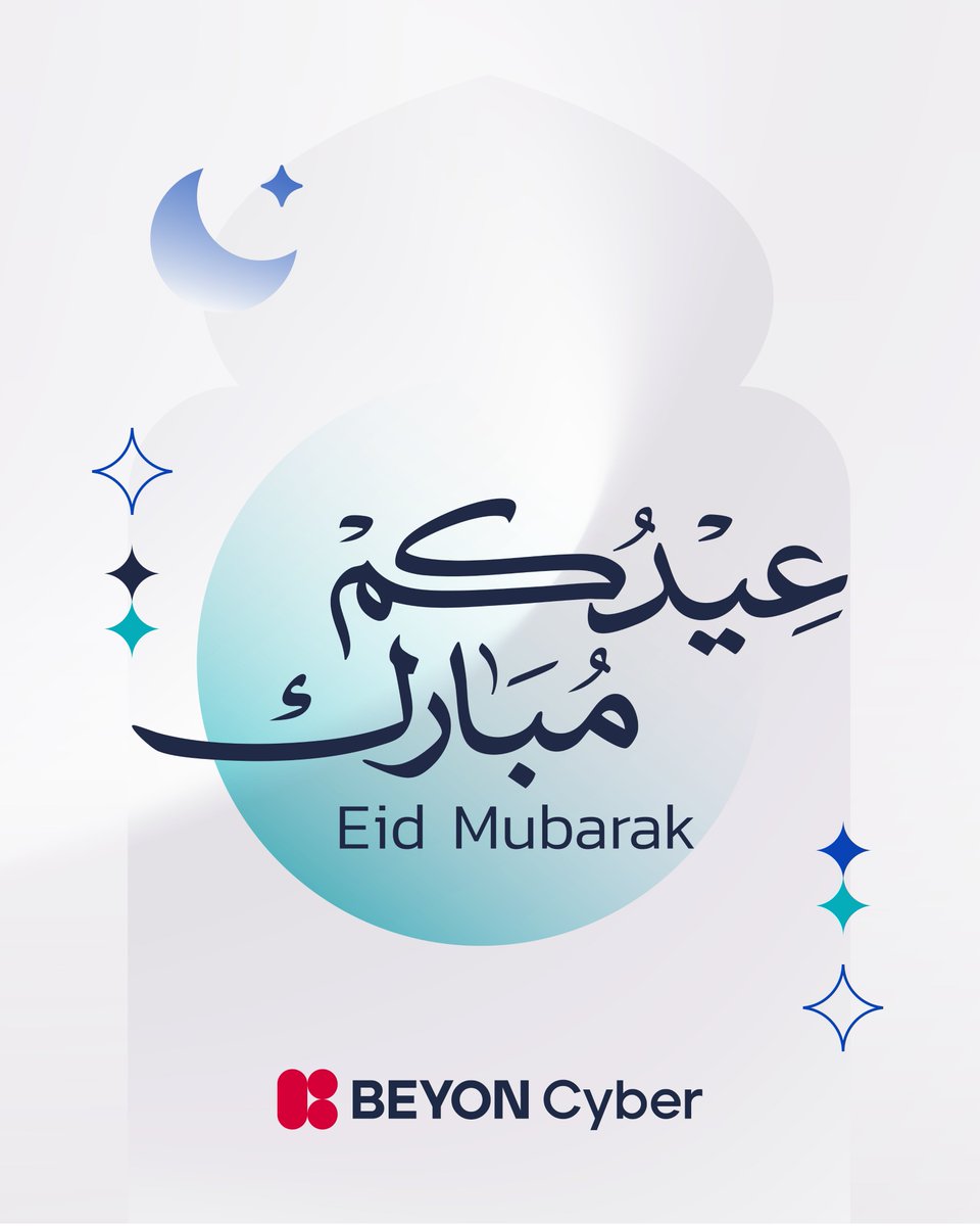 BeyonCyber's tweet photo. Wishing you and your families a blessed Eid.
عيدكم مبارك وكل عام وأنتم بخير. https://t.co/2Tbjb858WU