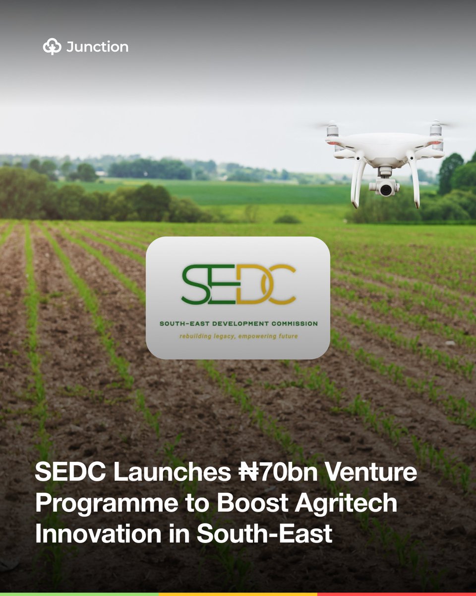 AgricJunction's tweet photo. Big win for startups! 🇳🇬

SEDC launches a ₦70bn venture programme to support:
💰 Youth-led startups
📈 Agritech innovation
🌾 Food system solutions
Grants up to $20K available for scaling ideas 🚜

🔗 Link in bio for full story

#AgriTech #Startups #Nigeria #Innovation https://t.co/3JLliONrIV