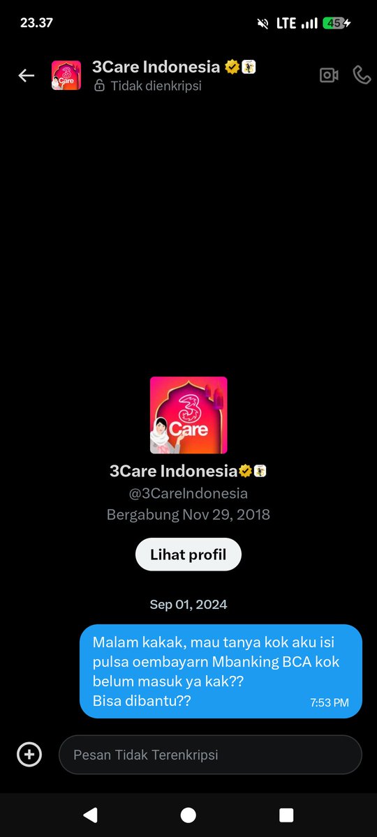 MuhammadMulkan2's tweet photo. Sudah 80 minggu tidak dibales sama CS @3CareIndonesia @triindonesia 
cuma di skip doang paling ya, jaringan suram wkwk https://t.co/bkAbAxEDn8