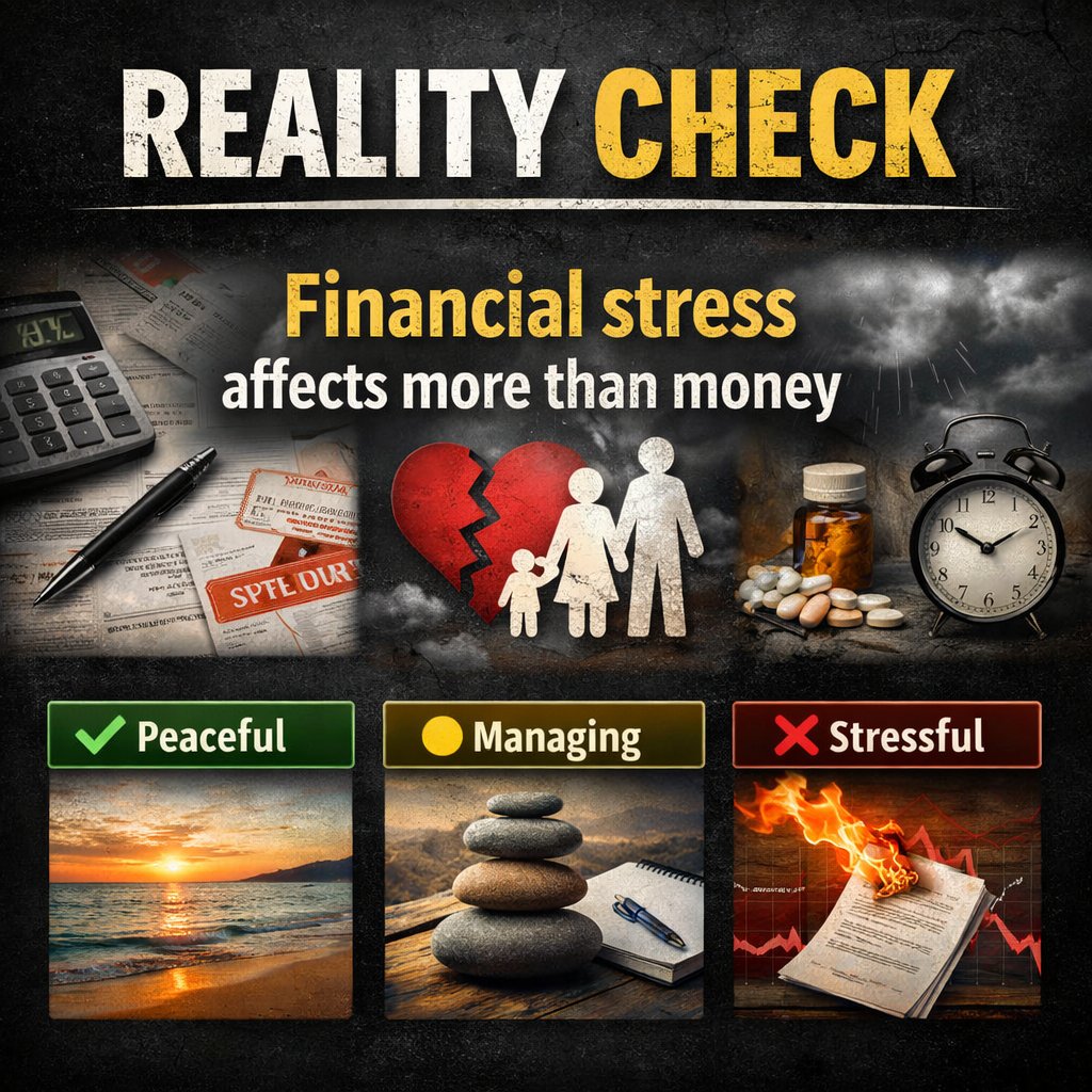 BirGrewall's tweet photo. REALITY CHECK:

Financial stress
affects more than money.
Which one are you right now?

Peaceful / Managing / Stressful https://t.co/aVw6MWj6Eo
