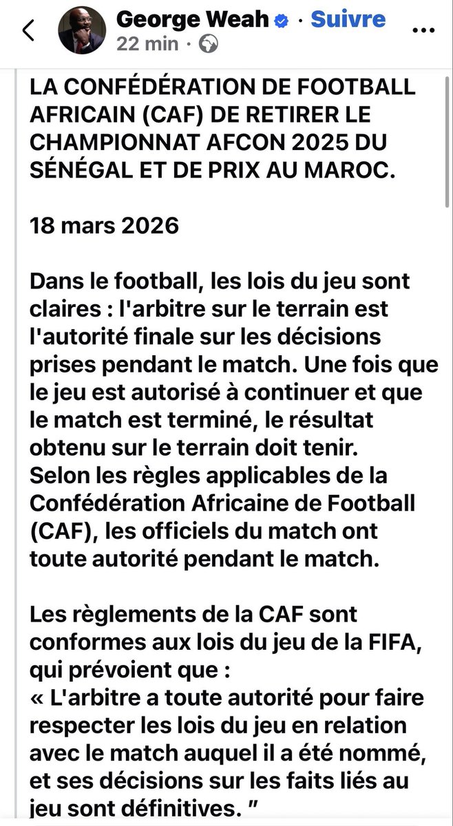 PapeDudu_ndoye's tweet image. Les Marocains sont les plus grands menteurs et en matière de Fake News ils sont forts. La vérité est là voici la déclaration de George Weah 👇