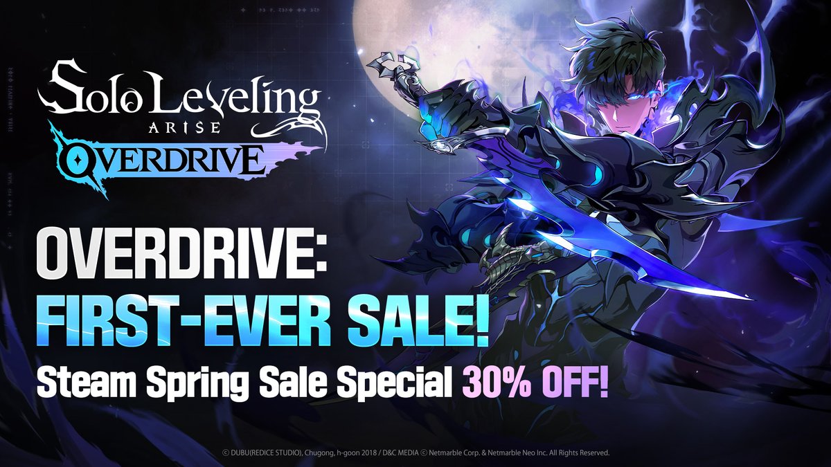 📢 [First-Ever Sale] Steam Spring Sale: OVERDRIVE 30% OFF!

Celebrate the Steam Spring Sale
with our first ever special discount since launch! 🌸

⏰ MAR 19 - April 2 AT 17:00 (UTC+0)
👉 Steam: ntiny.link/slao_steam

 #SoloLevelingARISEOVERDRIVE #SLAO #Steam