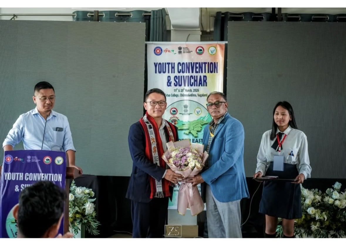 NssTetso's tweet photo. Day 1 Session 2 of the ‘Youth Convention &amp; Suvichar’ with resource speaker Mr Thejasevi Putsure at the 9th North East Youth Festival 2026, Nagaland, held at Tetso College, Chumoukedima, Nagaland. https://t.co/JTP7Io2C0A