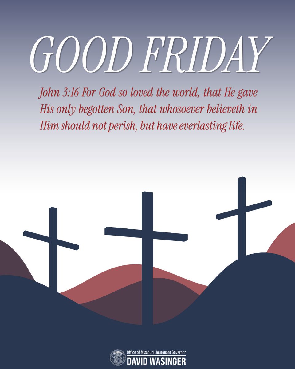 LtGovWasinger's tweet photo. On Good Friday, we reflect on the ultimate sacrifice and the enduring promise of faith, redemption, and hope. It’s a time to pause, give thanks, and remember the values that guide us forward. https://t.co/HD4iuX0wid