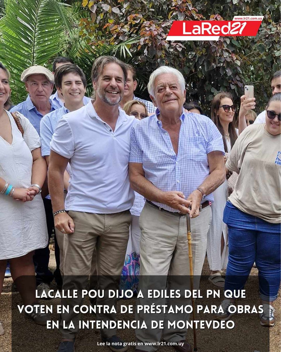 Lacalle Pou dijo a ediles del PN que voten en contra de préstamo para obras en la IM
lr21.com.uy/politica/14932…