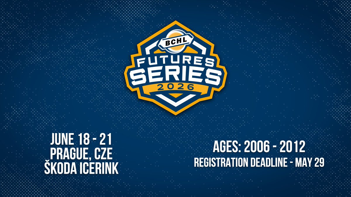 BCHockeyLeague's tweet photo. 📢📢CALLING ALL EUROPEAN PROSPECTS! 📢📢

The 2026 BCHL Futures Series is coming to Prague, Czechia June 18 to 21! Don't miss your chance to get scouted by BCHL teams and work directly with coaches from one of North America's top junior leagues.

DETAILS: https://t.co/RbVIvk5NXQ https://t.co/l3MivHN790
