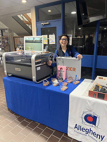AlleghenyEdu's tweet photo. It's the last day of winter and we're bringing the heat 🔥❄️☀️
Swing by our booths at the @NYSTEEA Annual Conference and explore the @WAZER  Waterjet Cutter, @NiryoRobotics Ned2 robotic arm, and @MillerWelders Augmented Arc trainer up close! #nysteea26 https://t.co/EDSTfAXZzX