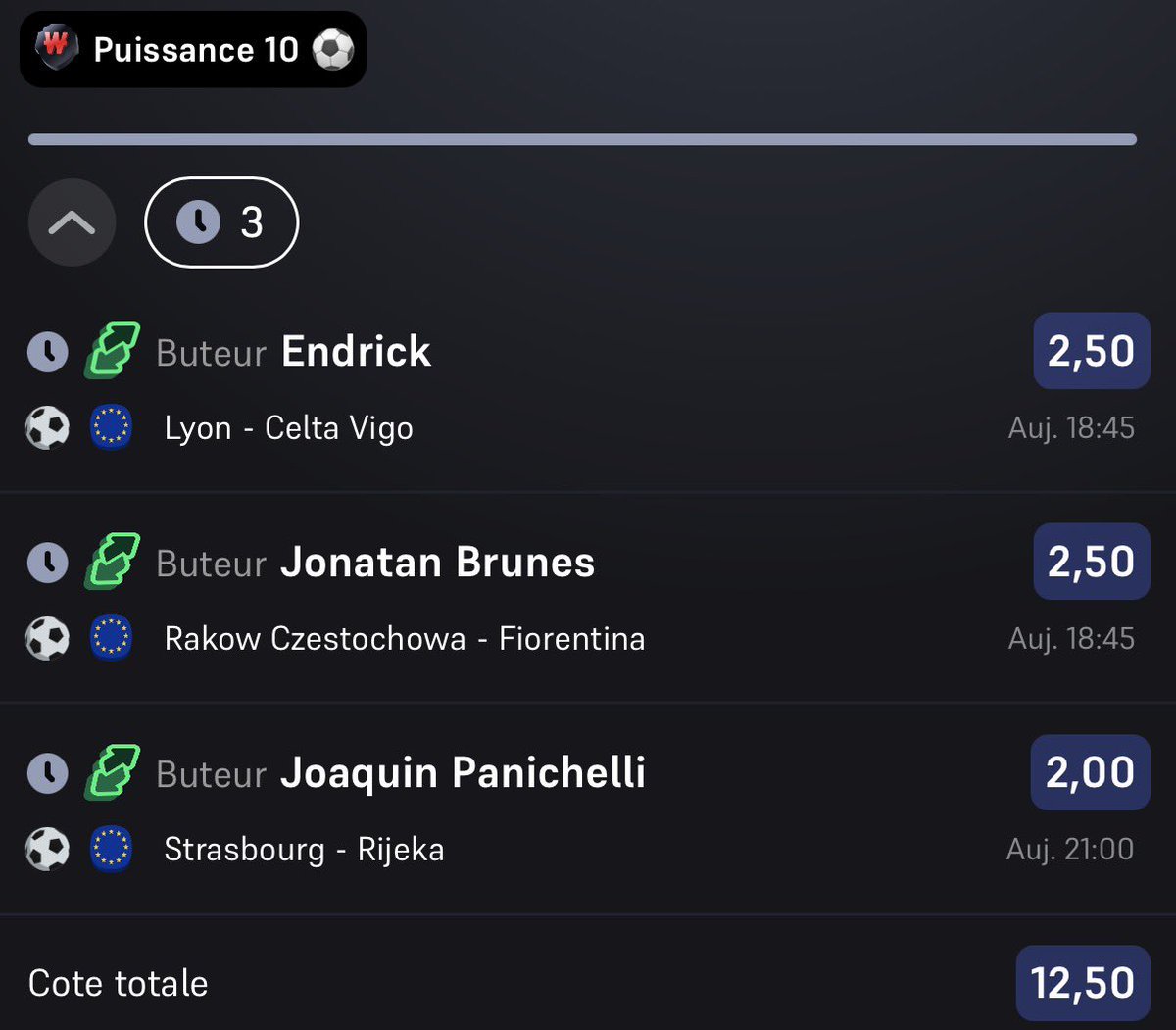 Heatp11_'s tweet photo. ⚽️🇪🇺

OBJECTIF PUISSANCE 10 ✨

Bet en collab avec le frérot @labattoir69 🤝

· Endrick buteur x Brunes buteur x Panichelli buteur - 12.50 📊

Pas d’Europa douille ce soir, c’est tout droit 🧘🏽‍♂️

♻️❤️ si tu suis, GL 🍀

#Teamparieur https://t.co/g2UsnZd43O