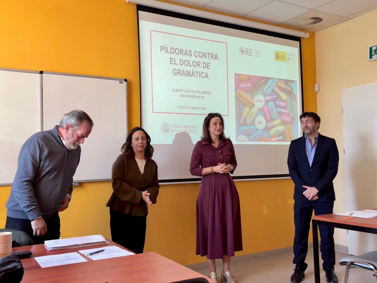 consejeriaedpl's tweet photo. 👩‍🏫🇪🇸 JORNADA de formación ELE 🗓️Ayer, día 18/03/26 📌En el Centro de Recursos de 🇪🇸 ubicado en la Universidad de Szczecin (abierto a todas las personas interesadas) 🤝Organizado en colaboración con @CursosInt_USAL, Ośrodek Rozwoju Edukacji y la Universidad @AccEducativaExt #ele https://t.co/2xmeiOlFcF