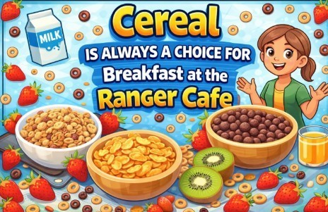 To help ensure everyone has the opportunity to enjoy breakfast before the start of the school day, we are pleased to offer cereal as a daily option in the Ranger Cafe. While a warm breakfast will always be available, students are welcome to choose cereal if they prefer.