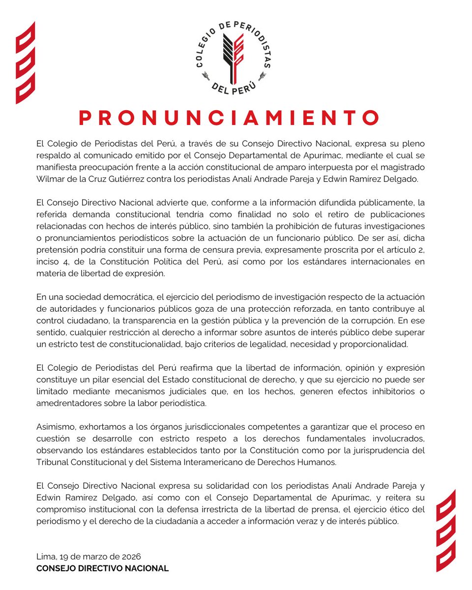 Colegio de Periodistas del Perú tweet media