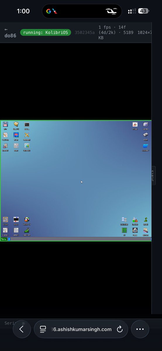 Got Linux and other x86 OSes to run in a Durable Object: github.com/AshishKumar4/d…

do86.ashishkumarsingh.com

Also runs my own OS I wrote in my childhood (disk and GUI buggy in this emulator rn)