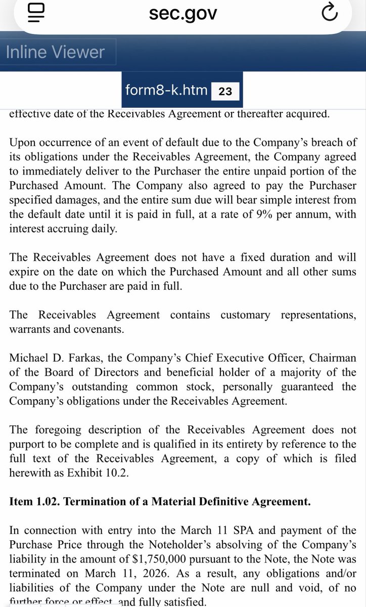 I was reading this March 13th 8-K filing from $NXXT and gosh, both this stock purchase agreement and receivables agreement, tells me $NXXT is serious financial distress. GLTU sec.gov/ix?doc=/Archiv…