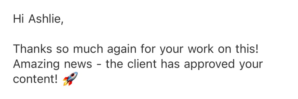 when this is the first email you get in the morning >>>

I work hard to make sure all my clients are excited about the content we create 🫶

want to work together? let’s chat:
💌 ugcbyashlie@gmail.com
🤍 ugcbyashlie.com