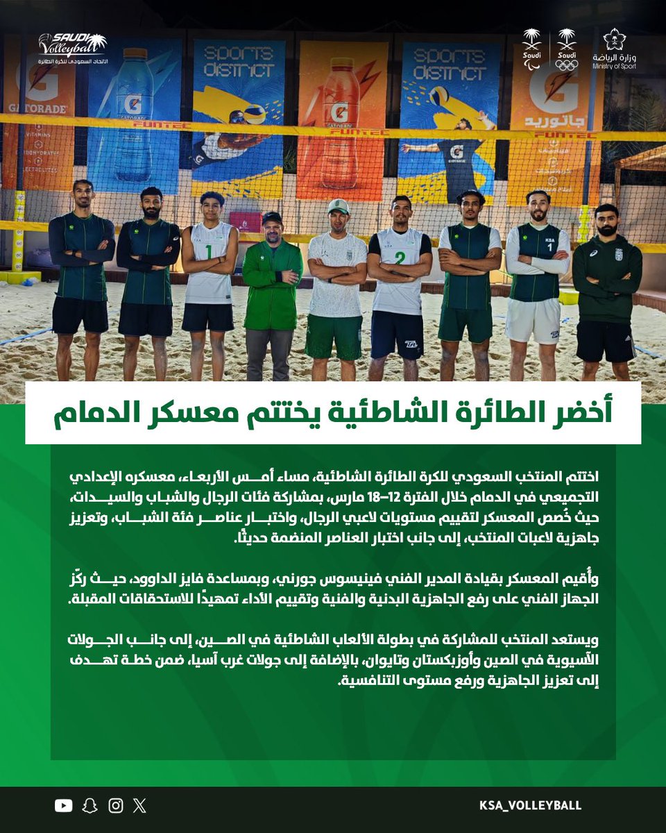 ksa_volleyball's tweet photo. أخضر الطائرة الشاطئية يختتم معسكر الدمام .. https://t.co/pNG6LC4WVD