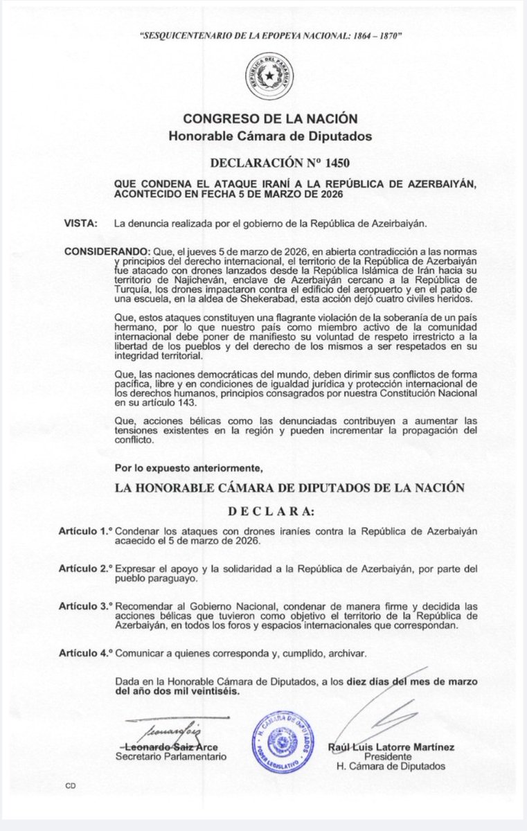 HONORARY CONSULATE OF AZERBAIJAN IN PARAGUAY tweet media