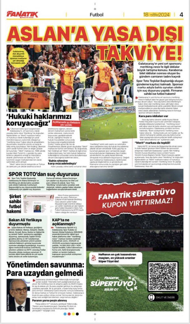 Atalarımız formadaki Yasa dışı bahis reklamını görse yüzlerine bile tükürmez, tükürüğe yazık derdi.

Atalarımız 56 Milyon avroluk Karaborsa’yı görse yüzlerine bile tükürmez, tükürüğe yazık derdi.

Atalarımız Dumankaya İnşaat sponsorluğunu görse yüzlerine bile tükürme, tükürüğe