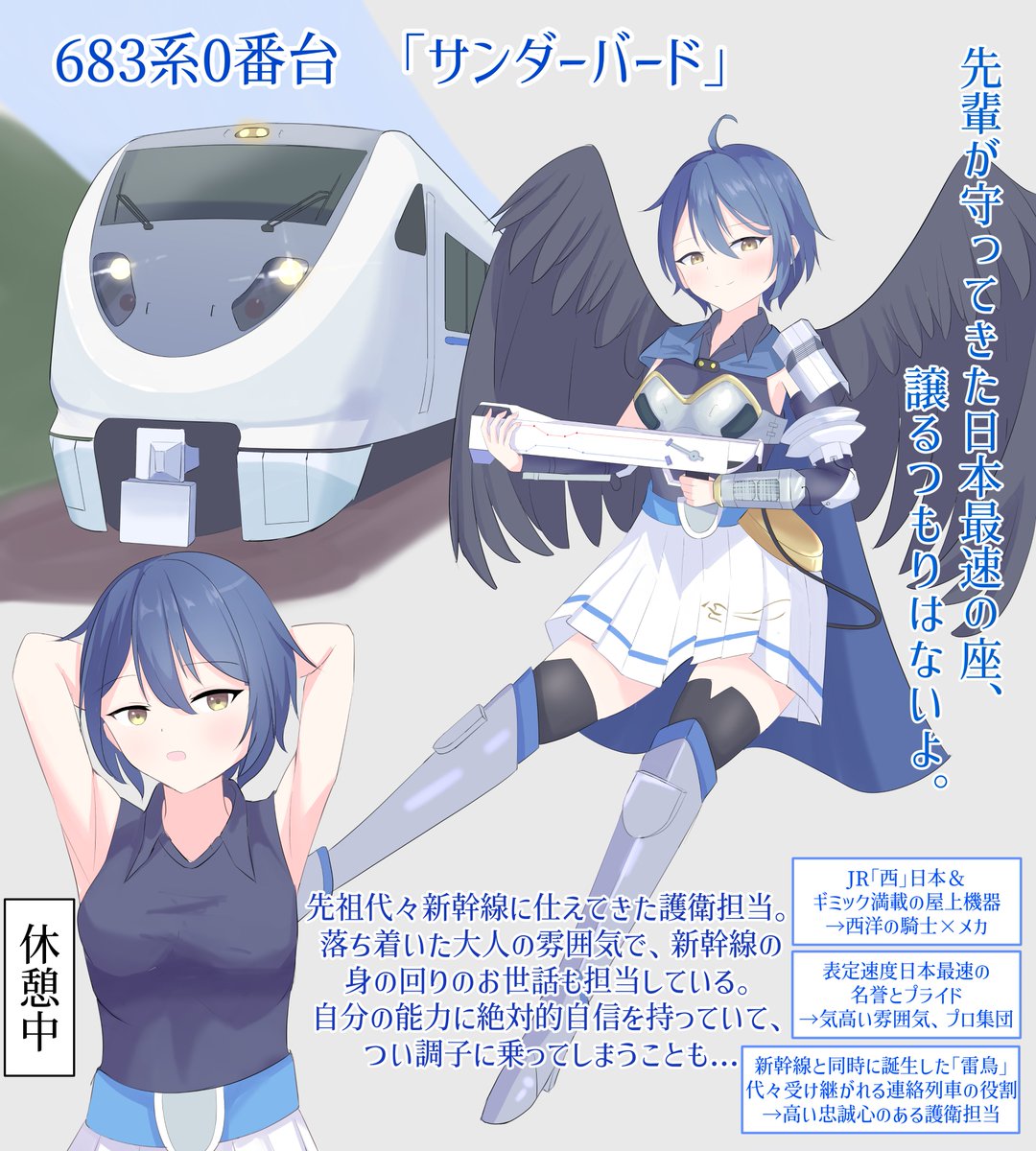 683系0番台「サンダーバード」 #鉄道擬人化