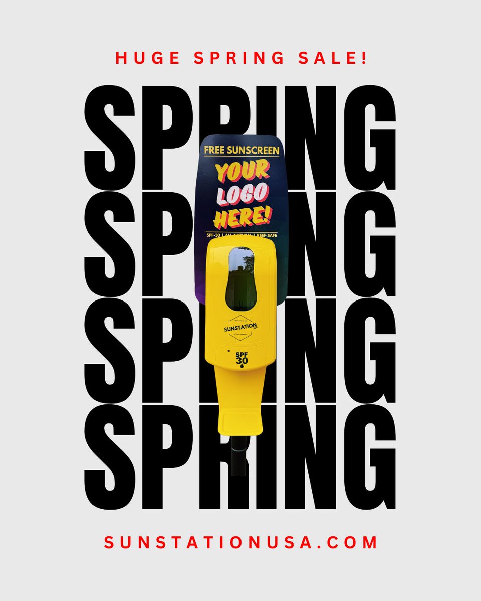 SunStationUSA's tweet photo. 🚨 HUGE SPRING SALE - don’t miss out!!

https://t.co/4jVPzUVKgw is your #1 resource for sunscreen dispensers! https://t.co/hM1OZnP6ST