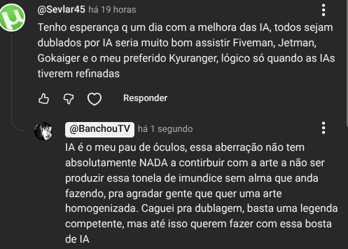 Sem paciência pra maluco mamador de IA comentando no meu canal
