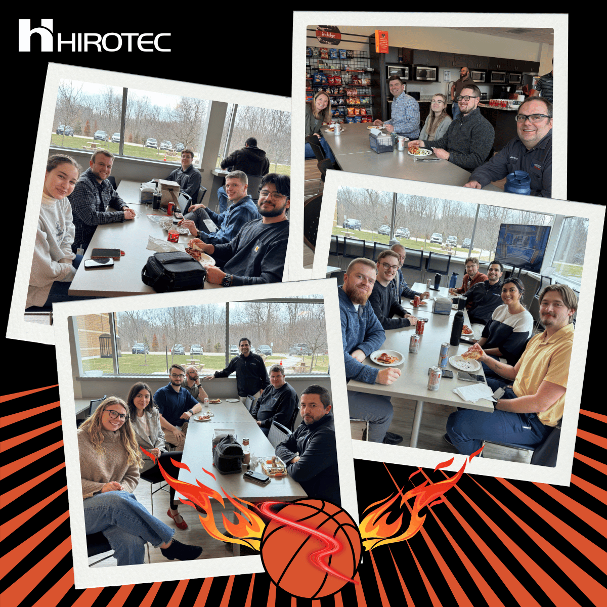 HIROTEC_AMERICA's tweet photo. Good food, a big game, and time together. 🍕🏀 Our employees came together to watch March Madness and enjoy lunch as a team.

#BEaHIRO #HIROTECAmerica #MarchMadness #EmployeeEngagement https://t.co/OK35bOYXuR
