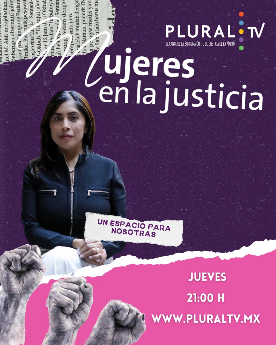 PluralTV_MX's tweet photo. ¡Te esperamos en esta interesante conversación! 

La Doctora Nelly Montealegre Díaz nos comparte cómo se trabaja desde la judicatura para atender los casos con perspectiva de género. 

No te pierdas #MujeresEnLaJusticia, una iniciativa de la Ministra @YasminEsquivel_ 

⏰21 h por #PluralTV 

Dale click ⬇️
🟣  https://t.co/uAJisUq0SU