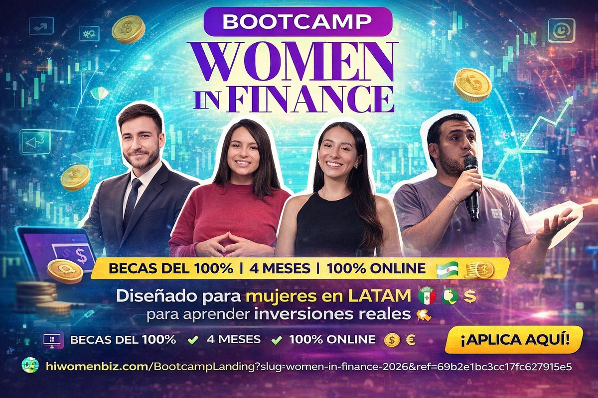 BibliDom's tweet photo. 💰📊 Becas del 100% para mujeres en LATAM

El bootcamp Women in Finance (4 meses, online y en vivo) te enseña a invertir con dinero real desde el día 1: acciones, Web3, trading y DeFi.

Solo necesitas $51 (tu propio capital, lo recuperas).

🔗 Postula:
 https://t.co/Pg0F8U14Y2 https://t.co/hYRbLZy1YD