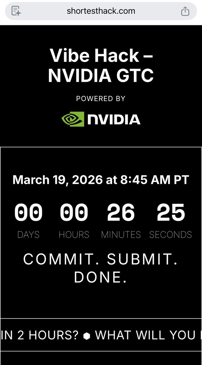Less than 30 minutes left in the world’s shortest hackathon ⏱️  at #NVIDIA #GTC2026

2 hrs to vibe code an agentic AI app, that uses Nemotron.

Honored to be judging alongside <a href="/twominutepapers/">Two Minute Papers</a> Dr. Karoly Zsolnai-Fehér and an incredible panel of judges.