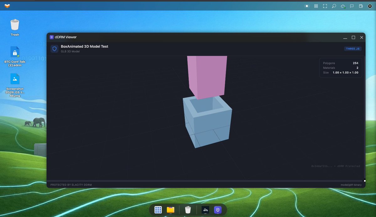 Such busy days, we are on a mission to bring every chain and every market to ElastOS, and then plug in the Agentic layer. 

Here is encrypted 3D models working in testnet, package a model, buy the access token, download to your cloud and run against blockchain rights. 

The