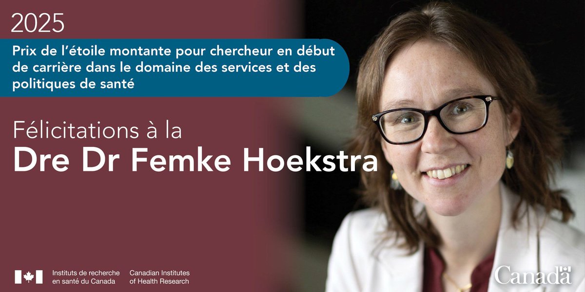 ihspr_isps_cihr's tweet image. Le Prix de l’étoile montante en #RSPS 2025 va à la Dre Femke Hoekstra @FHoekstra_Groot!

Ce prix reconnaît l’excellence de chercheurs en début de carrière en RSPS dont les travaux s’inscrivent dans le mandat de l’#ISPS. Félicitations!

En savoir plus: buff.ly/qZK2px2