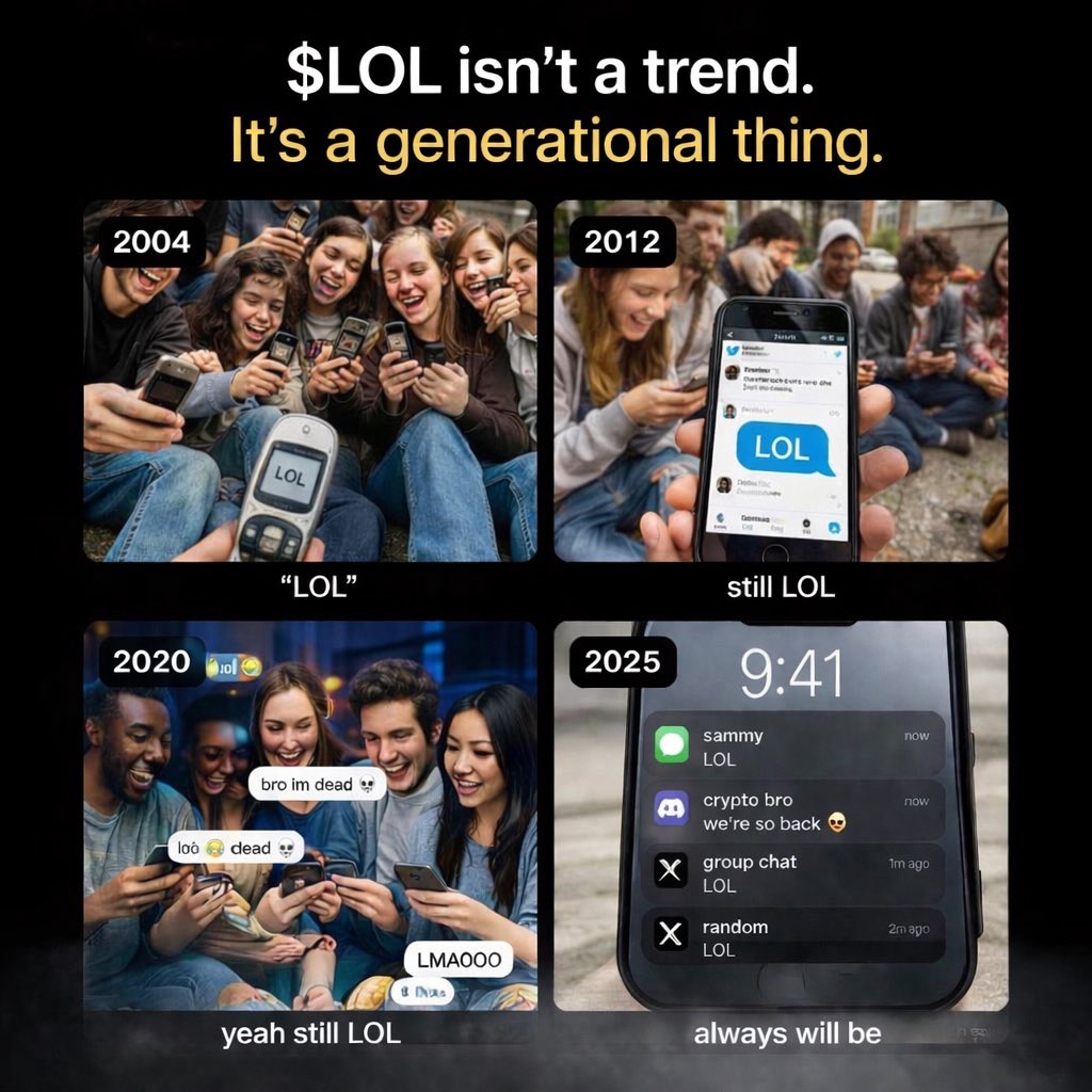 SonicsJournal's tweet photo. $LOL is one of the most cross-generational, globally recognized memes ever created.

From MSN and early chatrooms…
to Twitter, Telegram, Discord, and iMessage…

Billions of people have used it daily for over 20+ years.

No language barrier. No onboarding needed. No explanation required.

Everyone knows it.
Everyone uses it.

If anything can go viral it’s gotta be $LOL 

$LOL more info below. Holding still since I like the meme but et's see if it runs!

Ca: 34q2KmCvapecJgR6ZrtbCTrzZVtkt3a5mHEA3TuEsWYb

Dexscreener: https://t.co/xHzm7PItiv