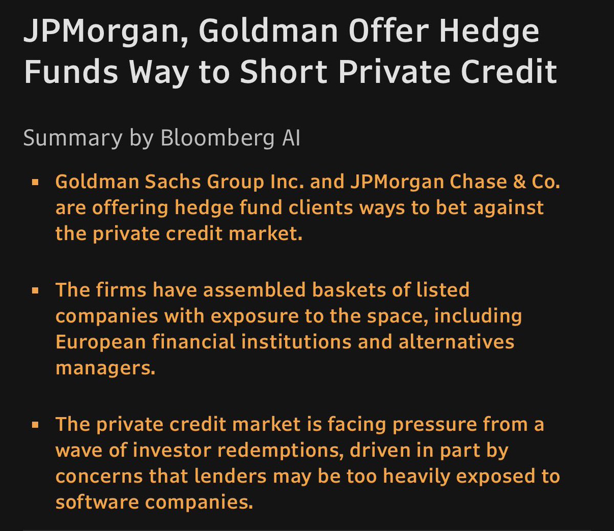 abacus_xyz's tweet image. This, from Bloomberg, is not good news for a market segment that is already challenged to separate signal from noise, let alone properly differentiate among funds/firms in this space. #markets #privatecredit