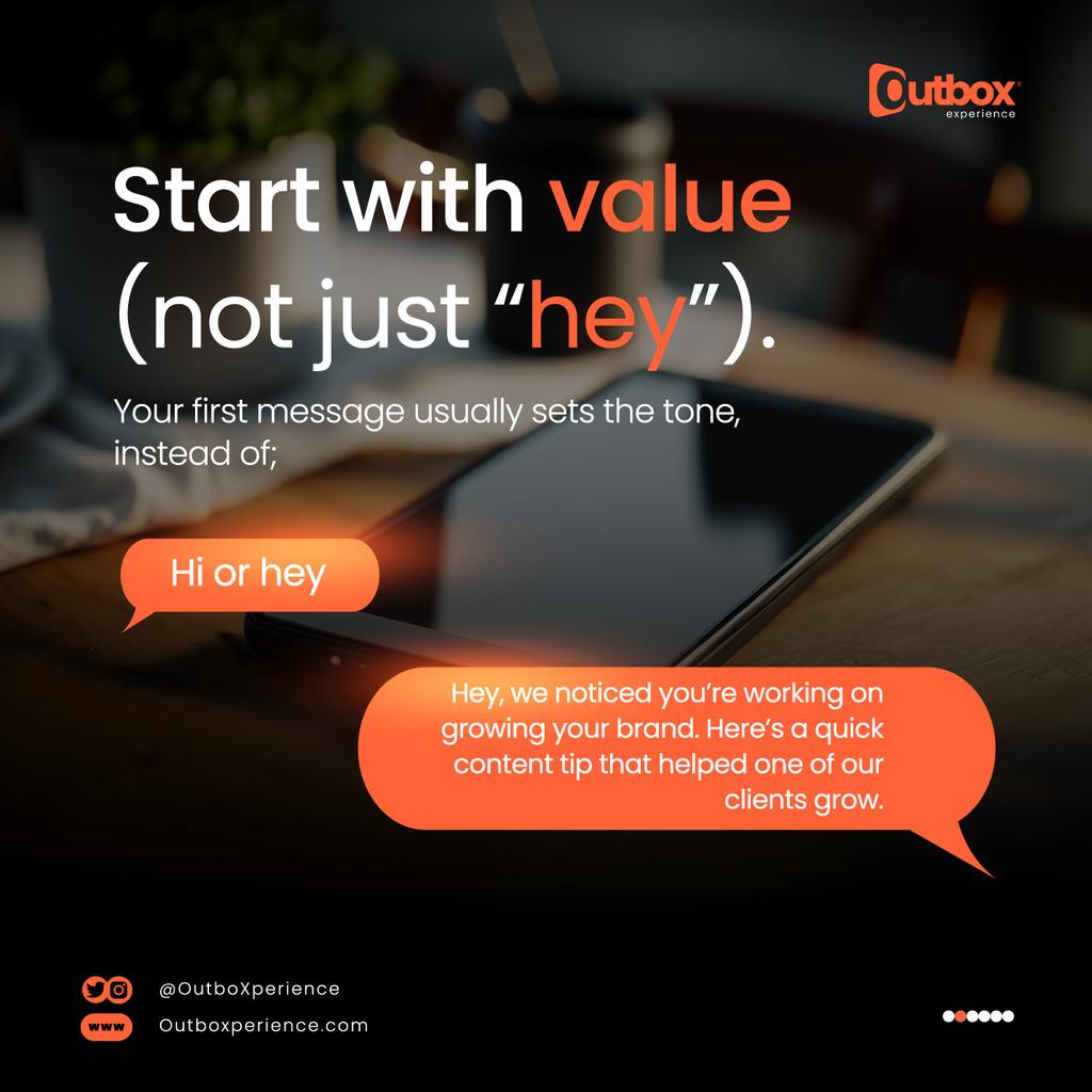 OutboXperience's tweet photo. Sometimes, generating and closing leads starts from a simple conversation online. Swipe to see how π
#outboxexperience #leadgeneration #branding #brandawareness #marketingagency https://t.co/MYusPLnWWK