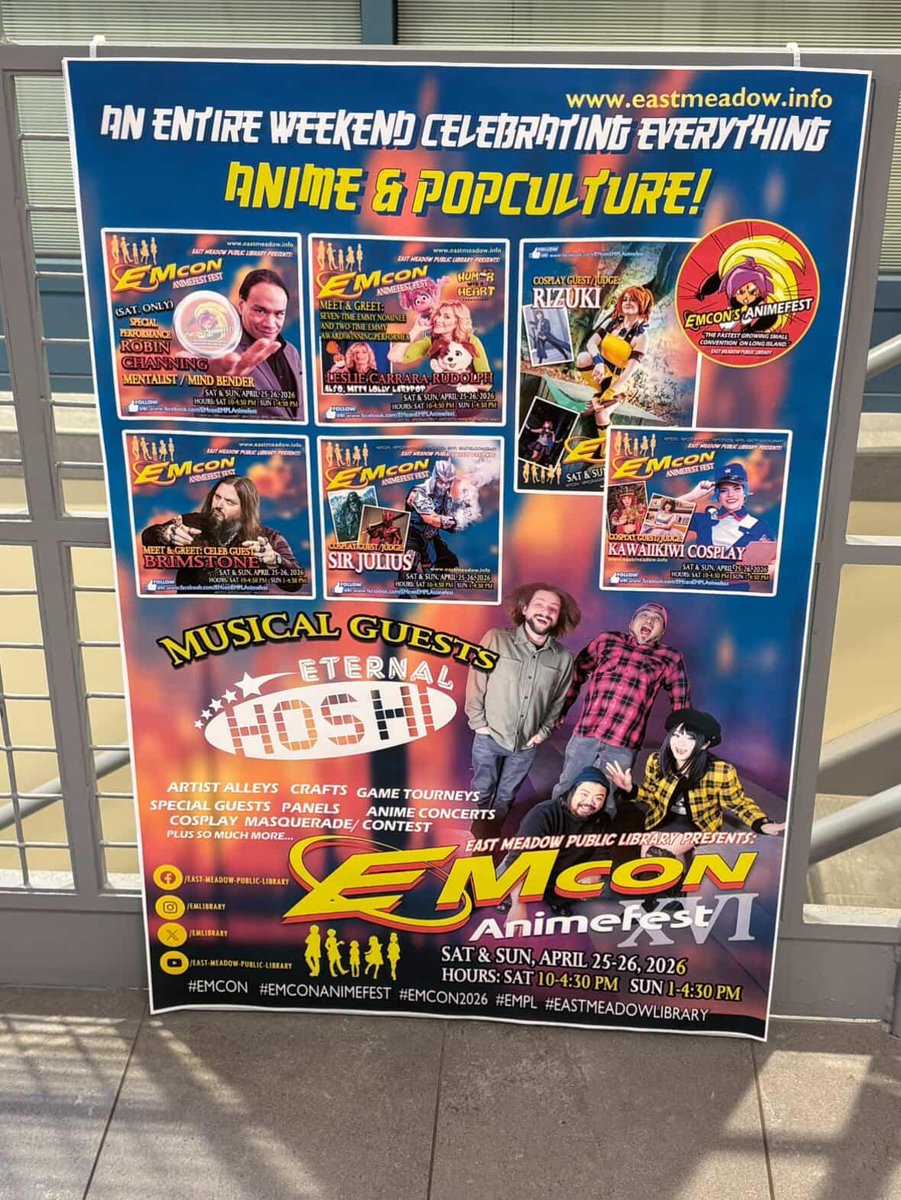 EternalHoshi's tweet photo. WILD ETERNAL HOSHI APPEARED IN NY! 
We heard that the posters for EMCon has some familiar faces on it 𐔌՞ ܸ.ˬ.ܸ՞𐦯 (it's us 💜) 

We are excited to bring J-Rock &amp; Anisong live band show to EMCon this year! Tickets are available in our link, so check it out! 🤘✨️ https://t.co/5EA6RCyC4M