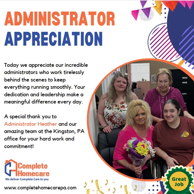 completeHcare's tweet photo. Behind every smooth operation is a dedicated administrator 🙌
Today, we appreciate Heather and our Kingston, PA team for their hard work, leadership, and commitment.

Thank you for everything you do!
.
#AppreciationPost #TeamSupport #LeadershipMatters #WorkFamily #homecare https://t.co/pLoQQqtiid