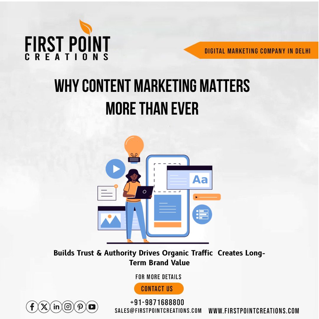 FirstCreat58663's tweet photo. Content marketing in 2026 is not just about creating posts — it’s about creating impact. 🚀
Today’s audience doesn’t just want content, they want value, authenticity, and connection. From short-form videos to AI-driven personalization, brands that focus . https://t.co/VmefNBpbCx