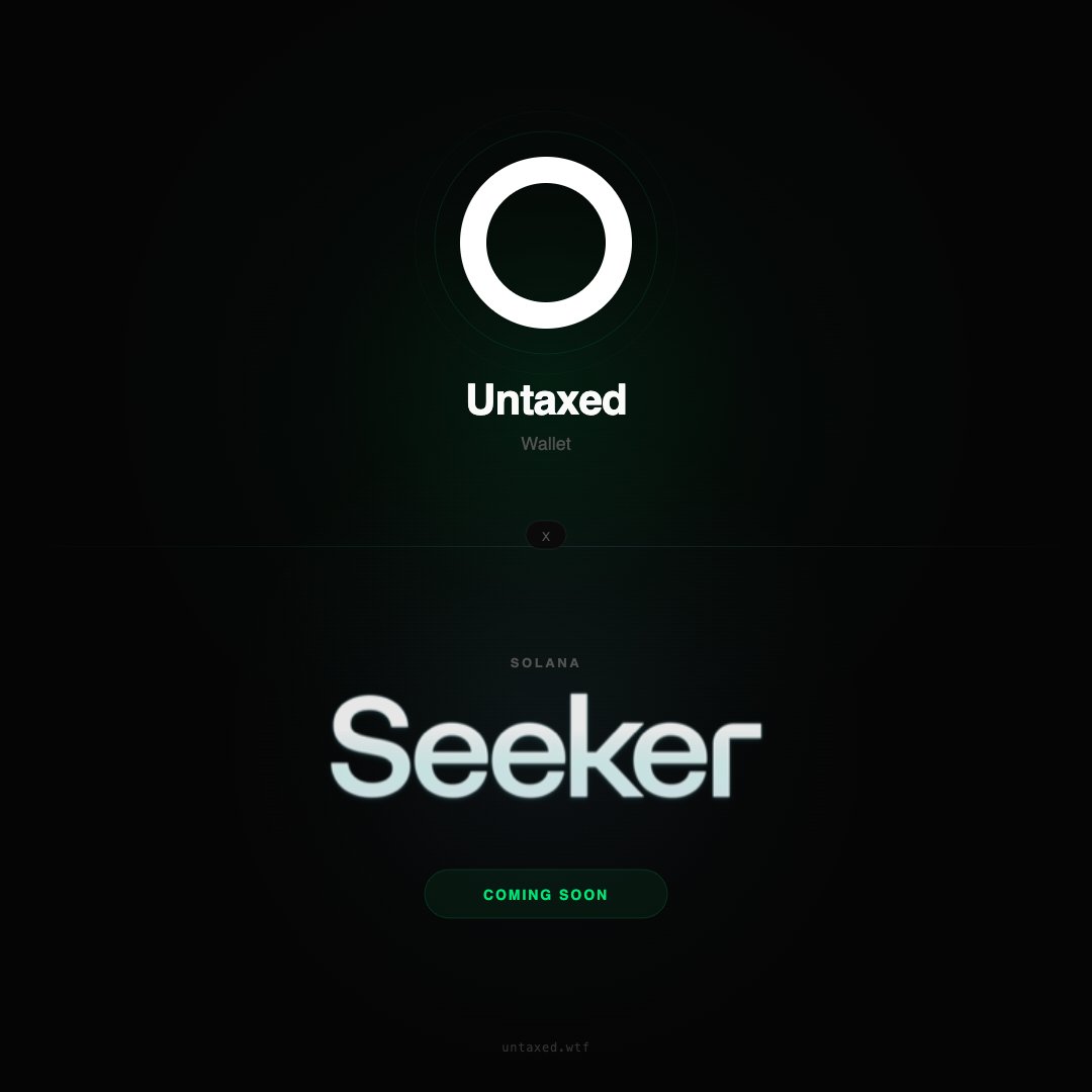 Untaxed Wallet is coming to Solana Seeker ⚡️

Zero-fee trading. Fastest routing. 
Full app experience — native on Seeker.

More details soon. <a href="/solanamobile/">Seeker | Solana Mobile</a> <a href="/toly/">toly 🇺🇸</a>